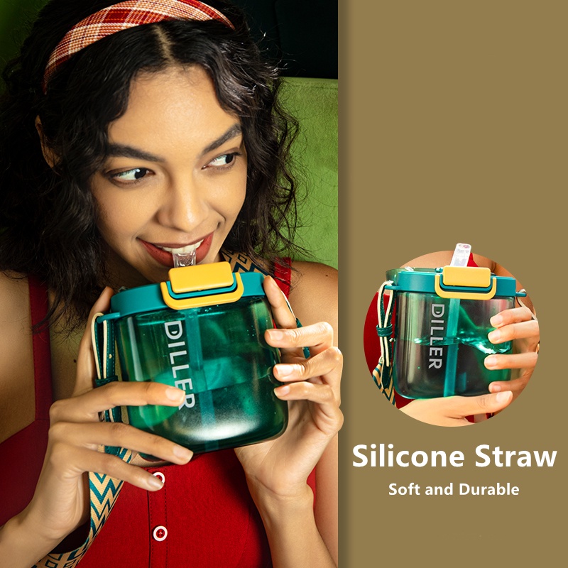 Bình nước Diller D80 có ống hút chống tràn không chứa BPA thiết kế thời trang dung tích 720ml