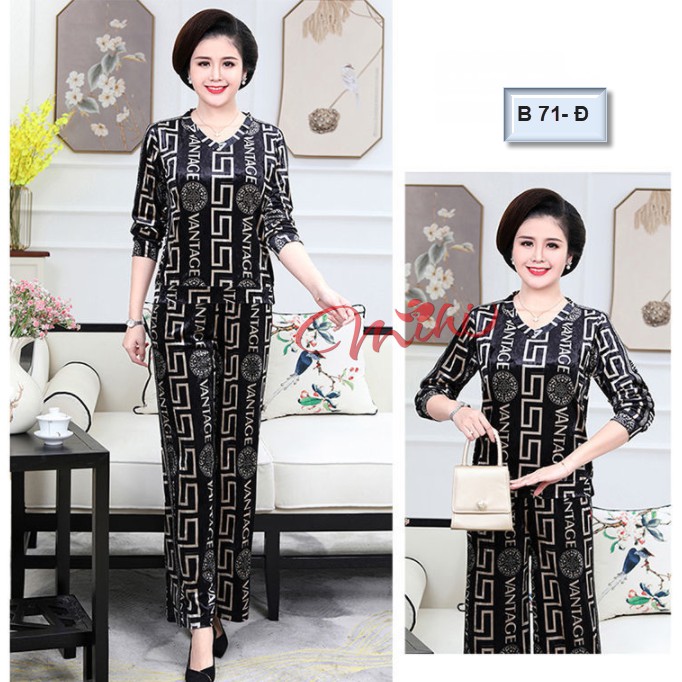 Bộ đồ thu đông trung niên (B71) - Bộ quần áo cho mẹ - Đồ trung niên sang trọng 2022