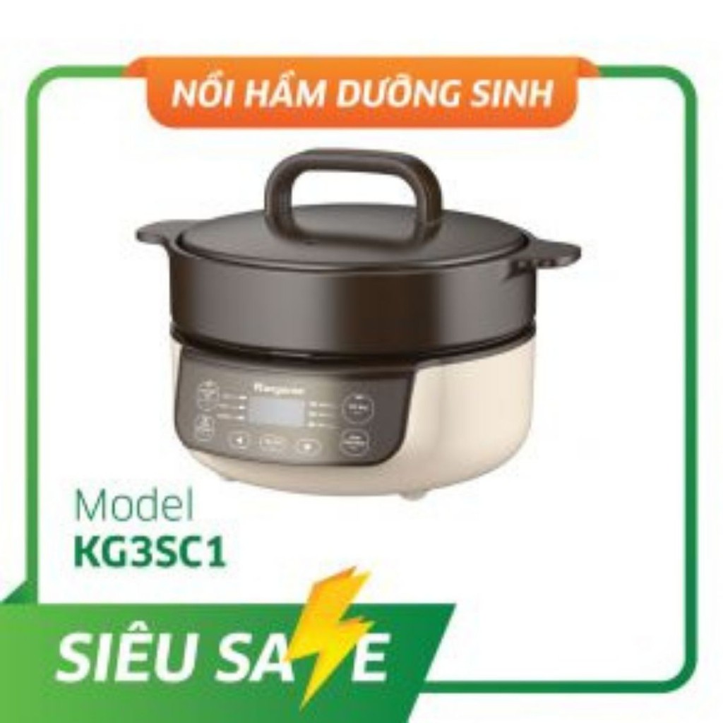 Nồi Hầm Dưỡng Sinh Kangaroo KG3SC1- Nồi Đất- Nồi Kho Cá- Lẩu Đa Năng- Bảo Hành Chính Hãng- có tại Shop Bluesky.86