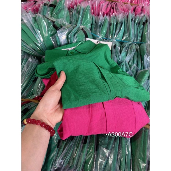 Áo Sơ Mi Nữ Bigsize Sơ Mi Form Rộng Kiểu Màu Xanh Lá Tay Dài Dáng Dài Giấu Quần