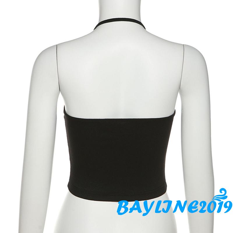 Áo Lửng Hai Dây Cổ Yếm Không Tay Hở Lưng Thời Trang Mùa Hè Dành Cho Nữ