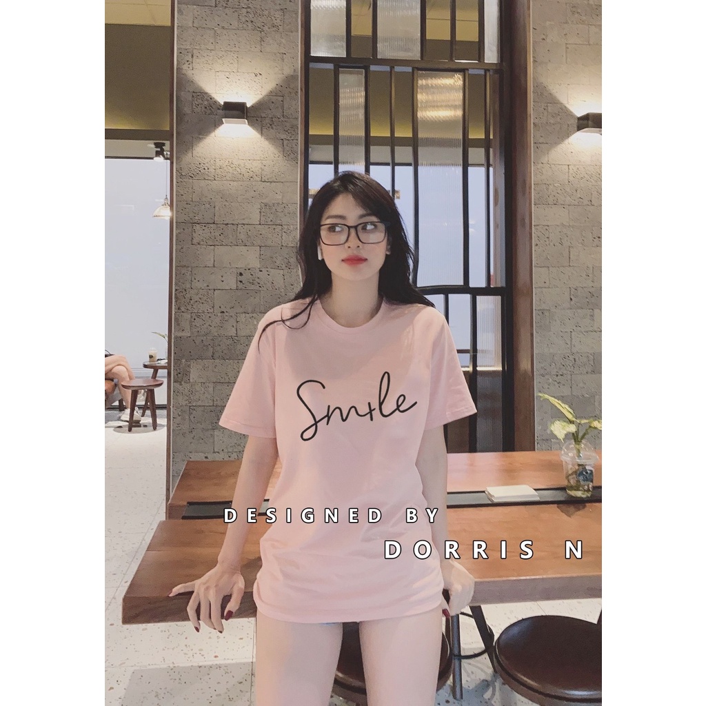 Áo phông SMILE ngắn tay chất liệu cotton 100% form basic dễ phối đồ