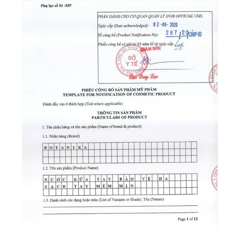 Nước rửa tay botanika