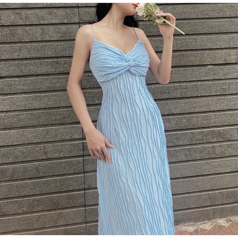 ĐẦM 2 DÂY XOẮN NGỰC XÒE CÓ LỚP LOT TRONG CHẤT VẢI SÓNG QUẢNG CHÂU XỊN XÒ