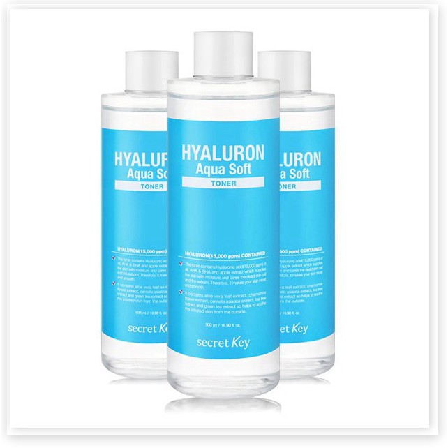 [Hợp đồng Mã GG] Nước hoa hồng cấp nước dưỡng ẩm da không chứa cồn Secret Key Hyaluron Aqua Soft Toner 500ml