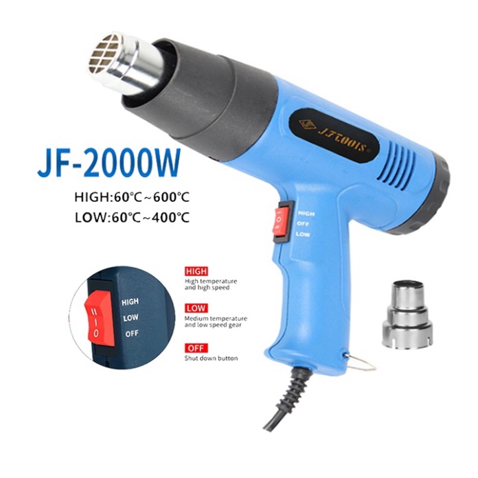 Máy Thổi Hơi Nóng 2000W, Máy Khò Nhiệt Màng Co Chính Hãng [BH 6 Tháng]