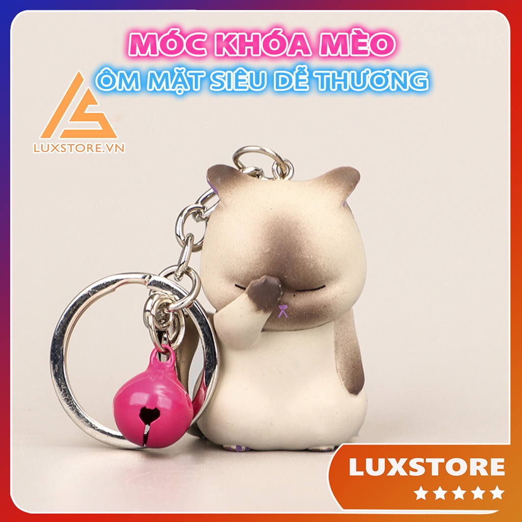 MÓC KHÓA MÈO ÔM MẶT SIÊU DỄ THƯƠNG MÓC CẶP BA LÔ TÚI XÁCH – LUXSTORE