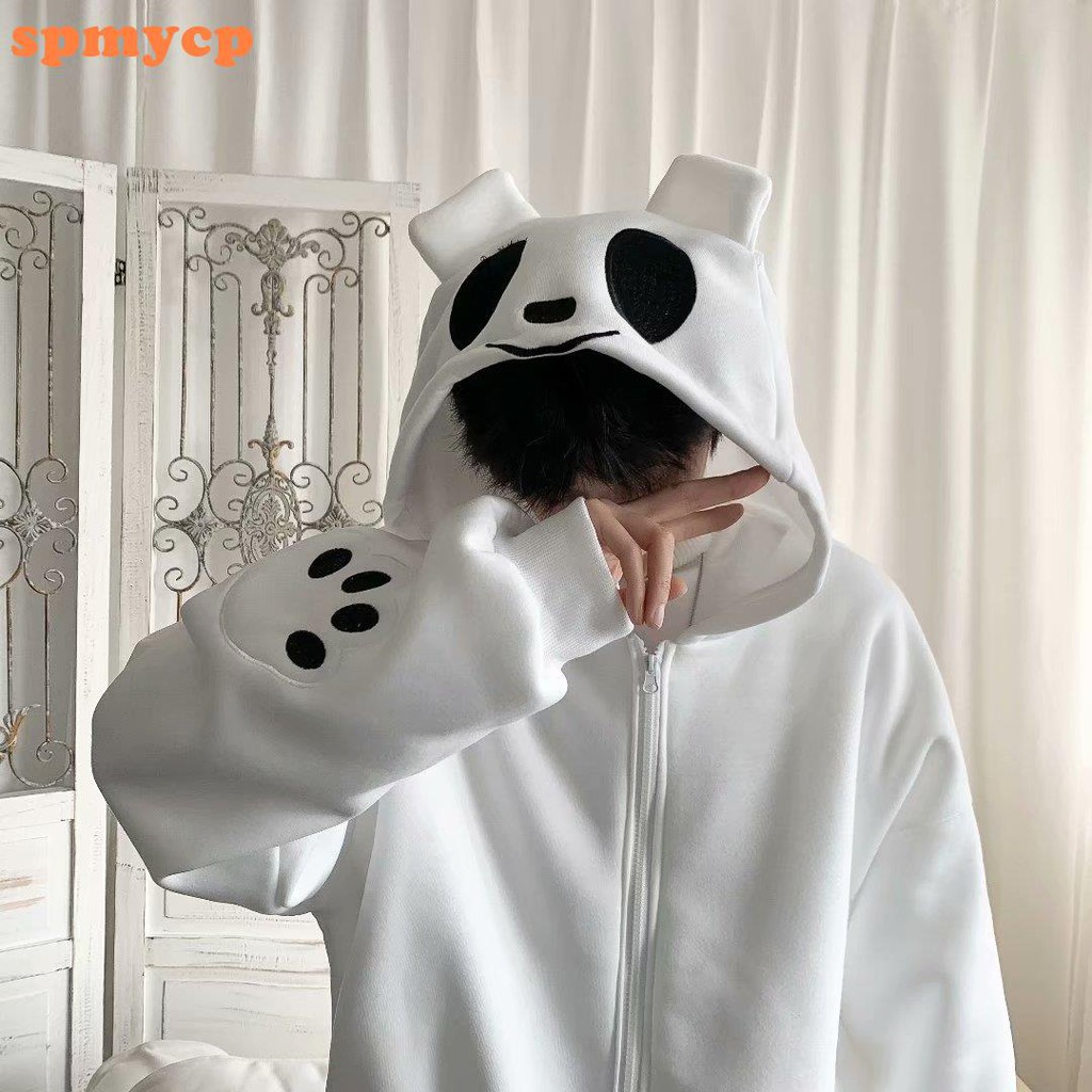 Áo Khoác Hoodie Dáng Rộng In Hình Gấu Trúc Kiểu Hàn Quốc Dễ Thương