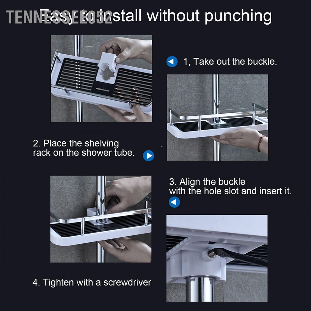 Tennessee052 Kệ phòng tắm Giá treo vòi hoa sen có thể tháo rời và giặt được Không lỗ tường để đựng xà khăn