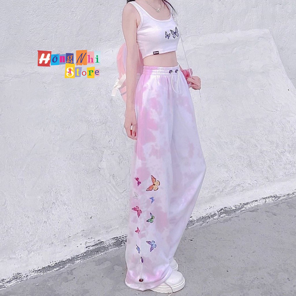 Quần Jogger 3D Ulzzang Unisex Jogger Loang Màu Dây Rút In Phản Quang Màu Hồng - MM