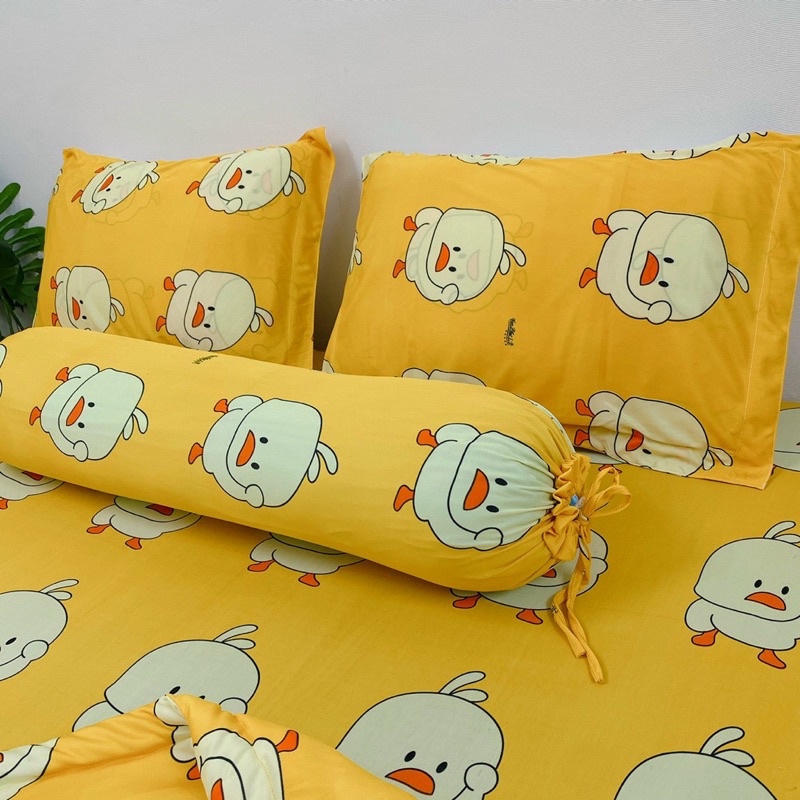 Bộ Ga Thun Hàn, bộ ga gối thun hàn quốc Mẫu Vịt siêu kute