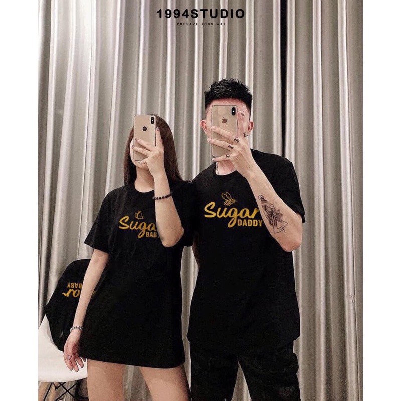 Áo phông Sugar Daddy và Sugar Baby Áo unisex, áo phông nam nữ đen trắng from rộng, vải cotton xịn | BigBuy360 - bigbuy360.vn