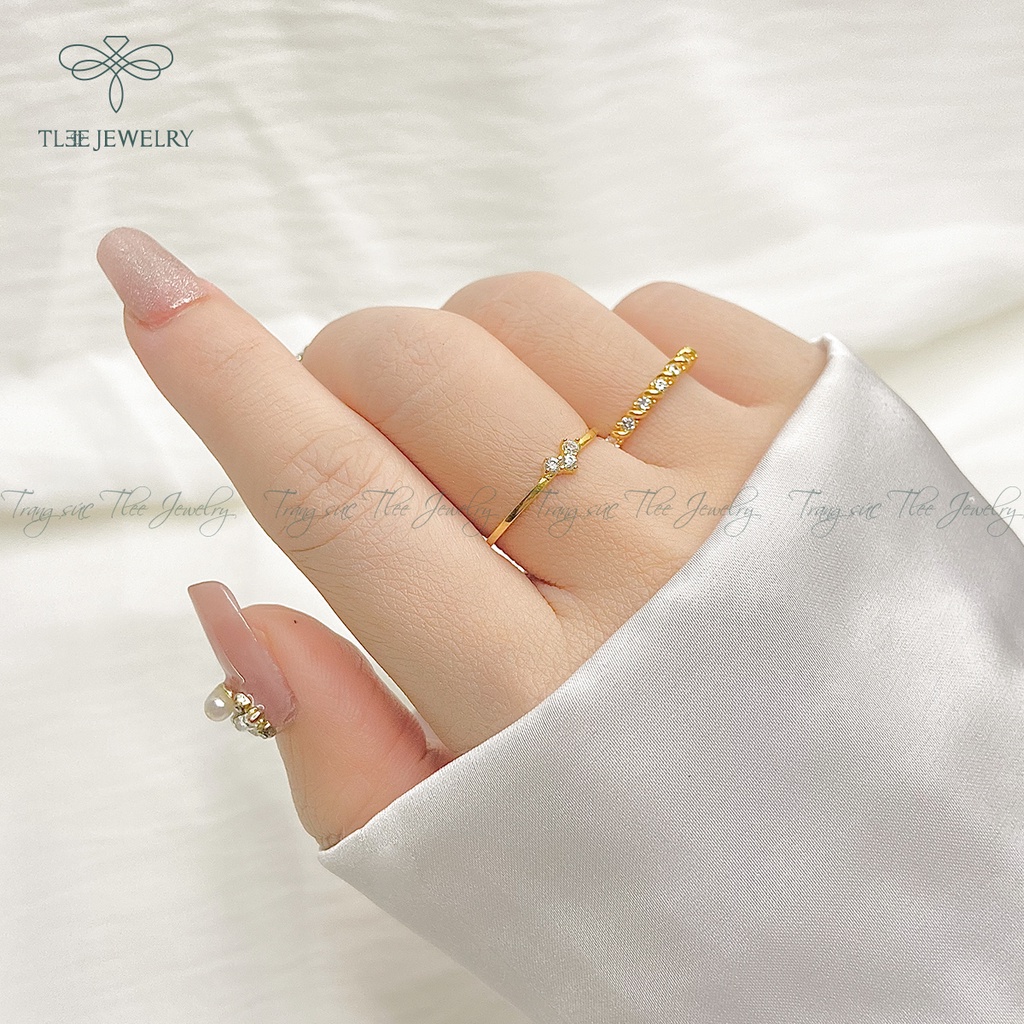 Nhẫn bạc nữ TLEE tiny mảnh mạ vàng 14k cao cấp NCJ A0113