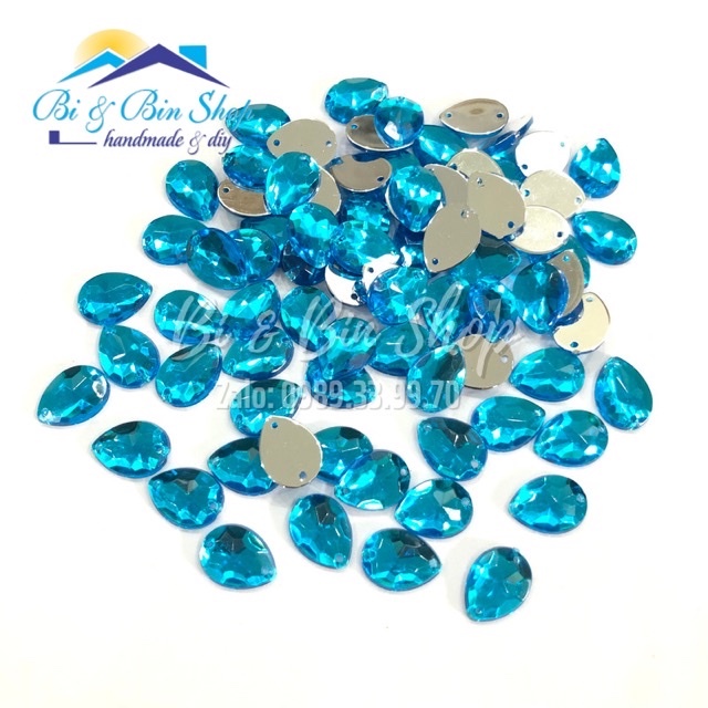 72 Viên Đá Kết Giọt Nước 13x18mm Đính Kết Trang Phục Thời Trang, Làm Phụ Kiện Handmade
