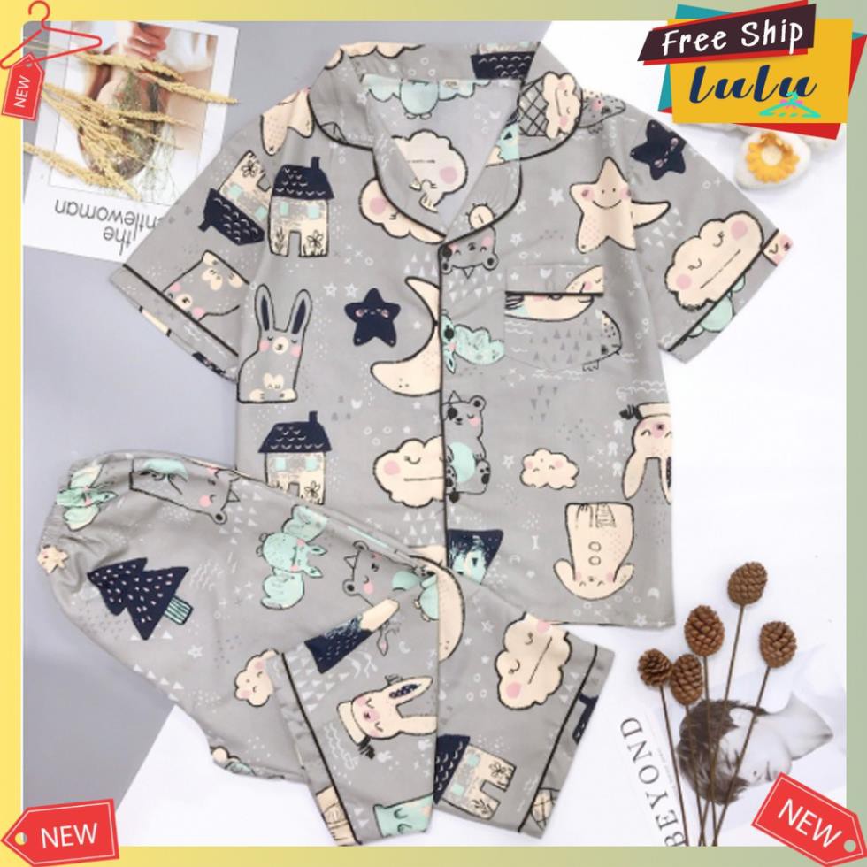 Pijama kate thái lửng freesize dưới 62kg Lulu Shop, đồ bộ mặc nhà nữ áo cộc quần lửng ngố. đẹp