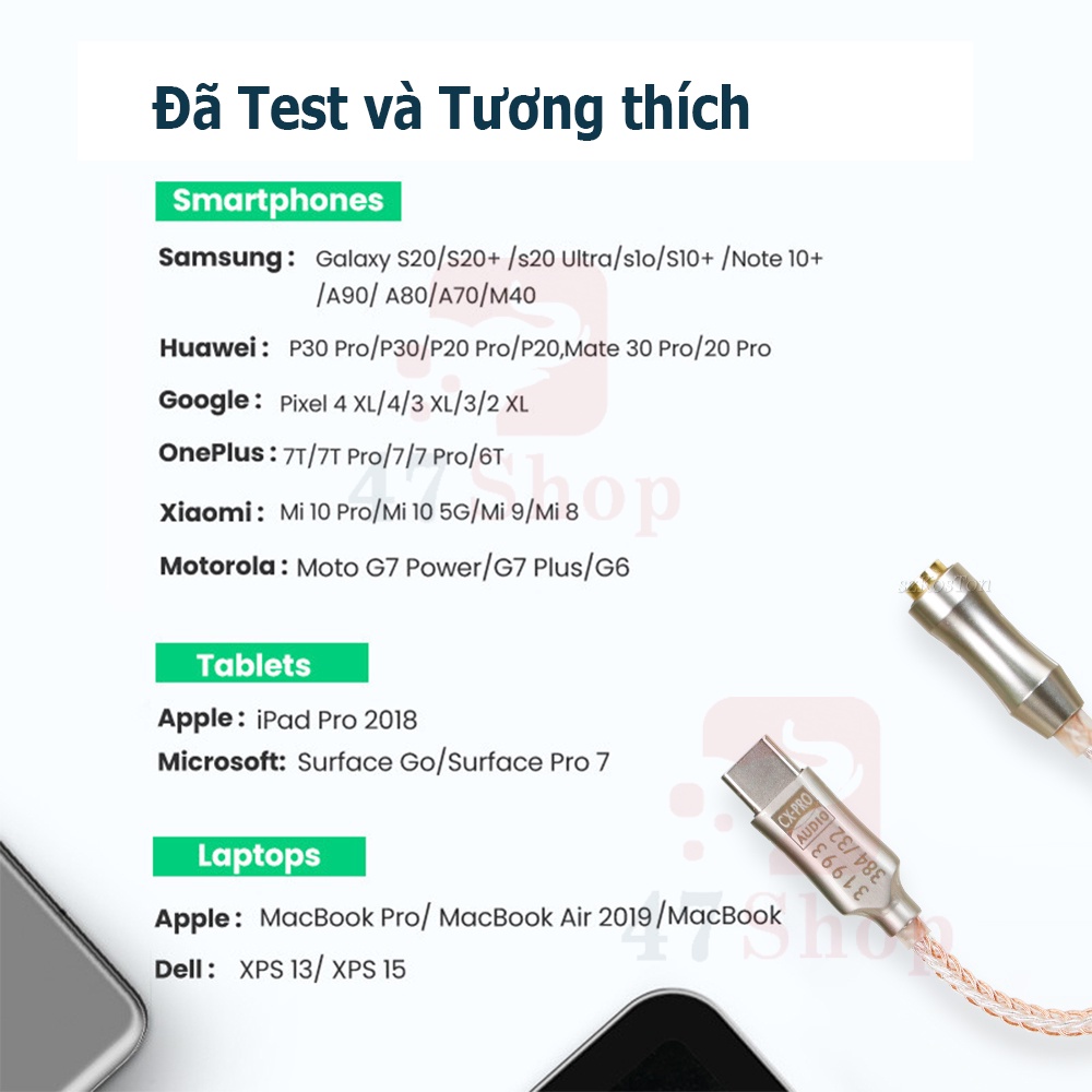 Dây Cáp Chuyển Đổi Tai Nghe CX31993 USB Type C DAC NR128dB PCM 32b / 384kHz Qua Giắc 3.5mm - Tương Thích Onn, Chromecast