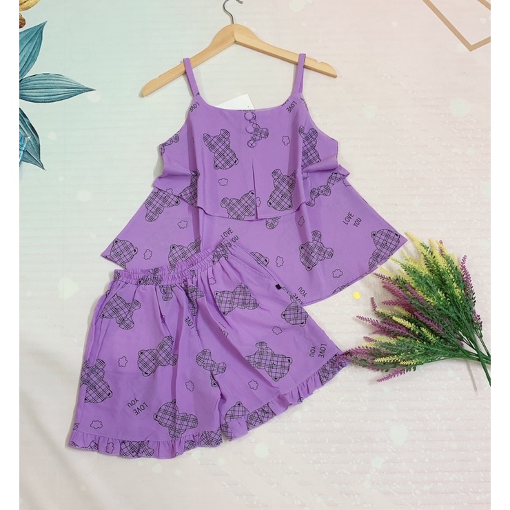 Đồ bộ nữ dây 2 tầng  SIÊU XINH vải lụa mềm, mịn, mặc mát.