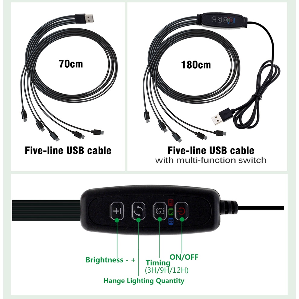 Set 5 Khay Gieo Hạt Trồng Cây 12 Lỗ Có Đèn LED Và Công Tắc Thời Gian Cho Nhà Kính
