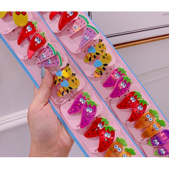 SET 2 CÁI BẤM TÓC MÁI HÌNH HOA QUẢ NGỘ NGHĨNH PK60