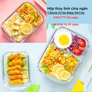hộp cơm thủy tinh 680ml - hộp cơm thủy tinh chia ngăn