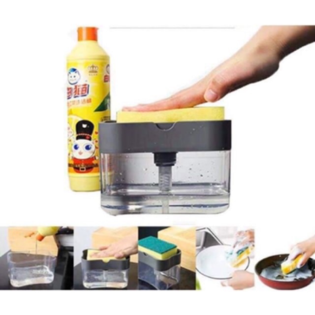 Hộp đựng nước rửa chén và miếng rửa chén bát 2 in 1