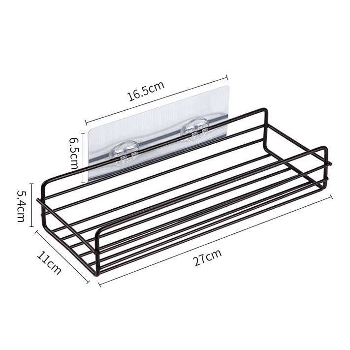 Kệ sắt chữ nhật để đồ nhà tắm, phòng bếp dán tường siêu chắc. Kệ để gia vị inox đa năng 88284