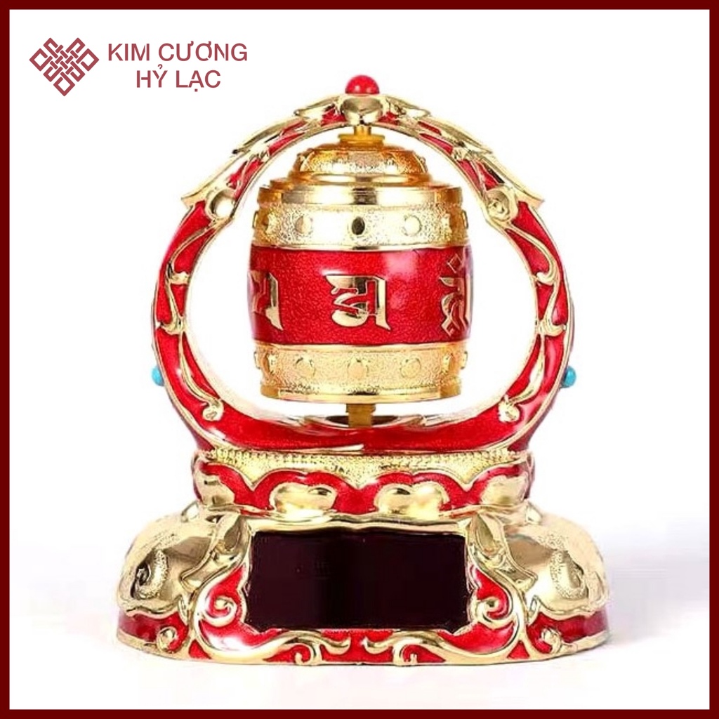 Kinh Luân Xoay Trang Trí Taplo Ô Tô  Mang Lại Bình An Và May Mắn, Mẫu Hợp Kim Năng Lượng Mặt Trời