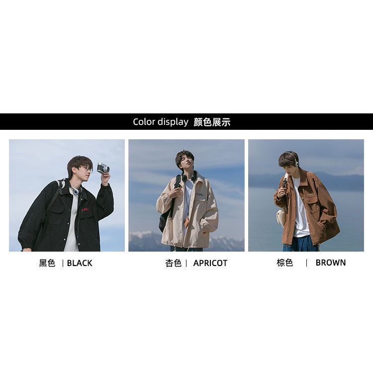 Áo khoác nhung tăm dáng rộng phong cách thời trang vintage Nhật Bản áo khoác nam