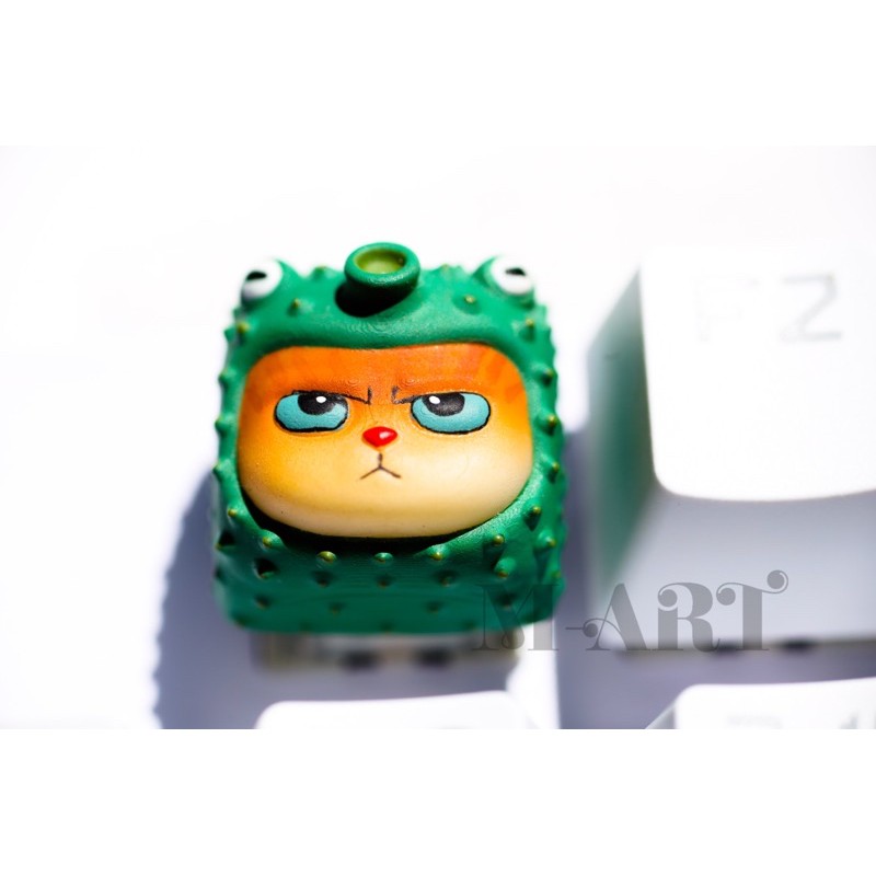 Nút bàn phím mèo dễ thương và chiếc mũ cá nhím - Meowy artisan keycaps