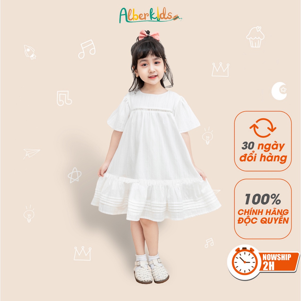 Váy cho bé gái alber kids công chúa trắng elsa xinh đẹp angel dress cho - ảnh sản phẩm 1