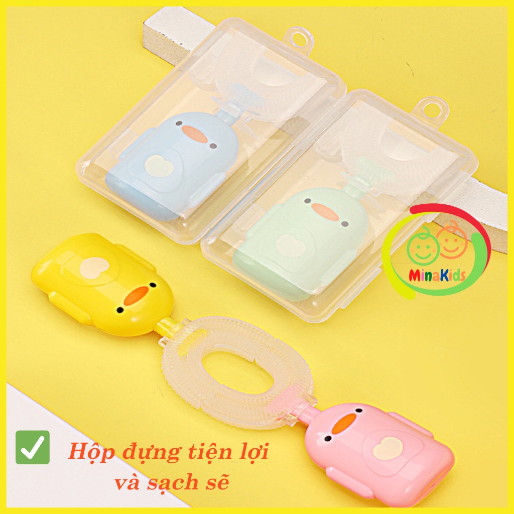 Bàn Chải Đánh Răng Chữ U Bằng Silicon Mềm Mại Cho Bé Từ 2 Đến 12 Tuổi Hình Vịt Dễ Thương BC03