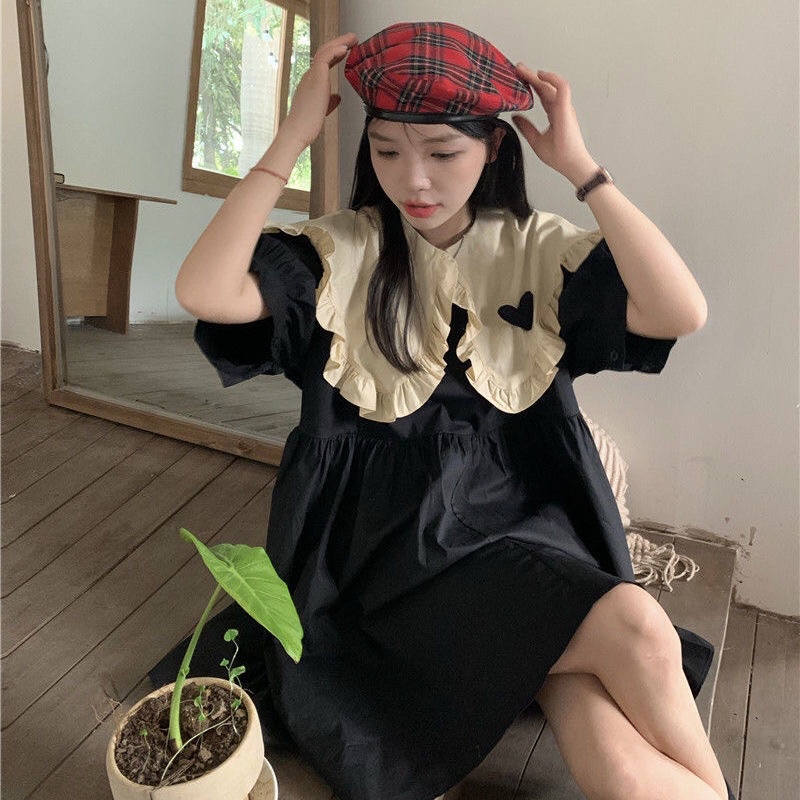 FREESHIP-VÁY BABYDOLL CỔ BÈO DÁNG THỤNG HÀN QUỐC