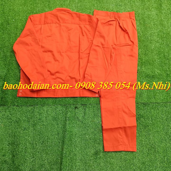 Quần Áo Công Nhân Vải Kaki 65/35- Màu cam, Màu Xanh Dương ( Ảnh Thật)