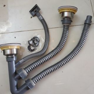 Freeship 99K - Bộ xả đôi inox 304 chậu rửa chén