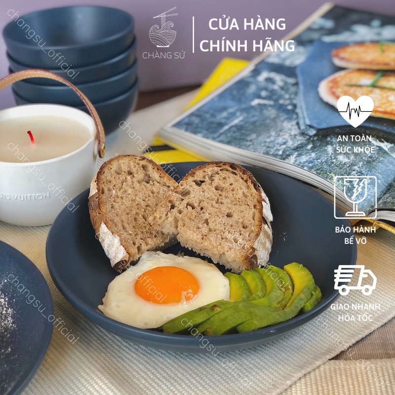 Đĩa sứ tròn decor cao cấp xanh navy Dílo 19 20 26cm - Dĩa tròn Bắc Âu màu sắc siêu sang - Vỡ 1 đổi 1