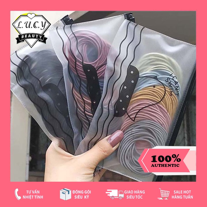 Set 100 Chun Dây Buộc Tóc Hàn Quốc Đủ Màu