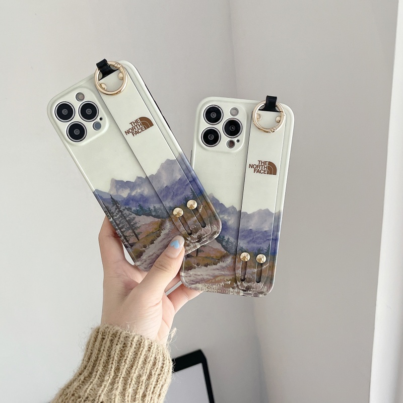 Ốp Điện Thoại In Hình Núi Tuyết Bắc Âu Có Dây Đeo Bảo Vệ Ống Kính Cho iPhone 14 13 12 11 Pro Max Plus