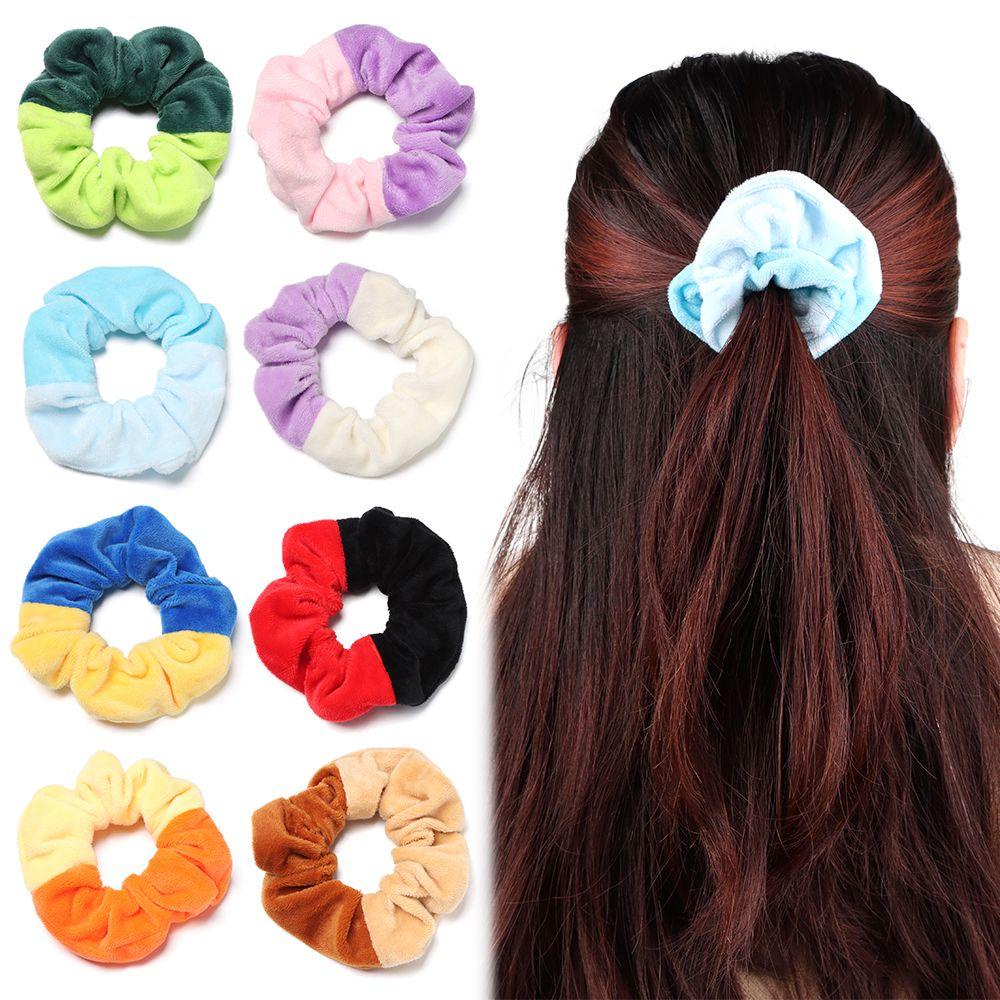 Dây Cột Tóc Scrunchies Chất Nhung Mềm Màu Kẹo Hợp Thời Trang Cho Nữ