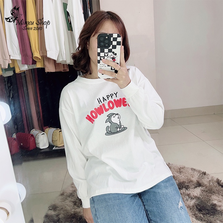 Áo phông nữ dài tay form rộng, áo thun nữ hàng Quảng Châu L1 Mã AP175