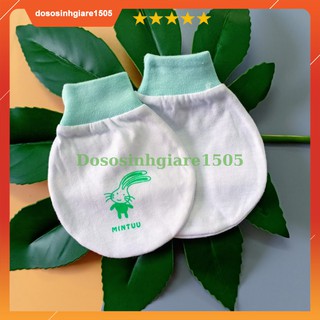 Set 2 Đôi BAO TAY Mintu cổ bo TRẮNG cho bé sơ sinh Mintuu