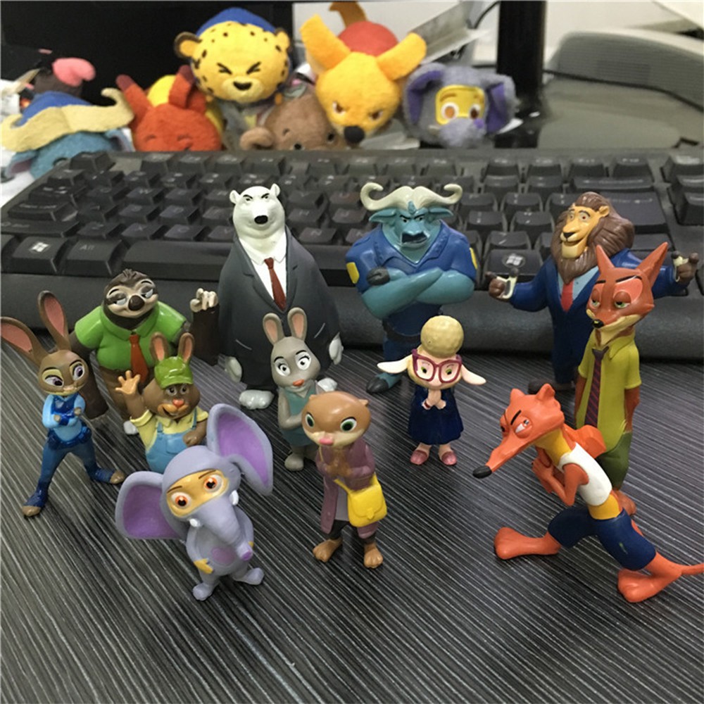 Bộ 12 nhân vật phim hoạt hình Zootopia - Phi Vụ Động Trời Nick &amp; Judy 4-7 cm - mô hình đồ chơi, quà tặng cho bé New4all