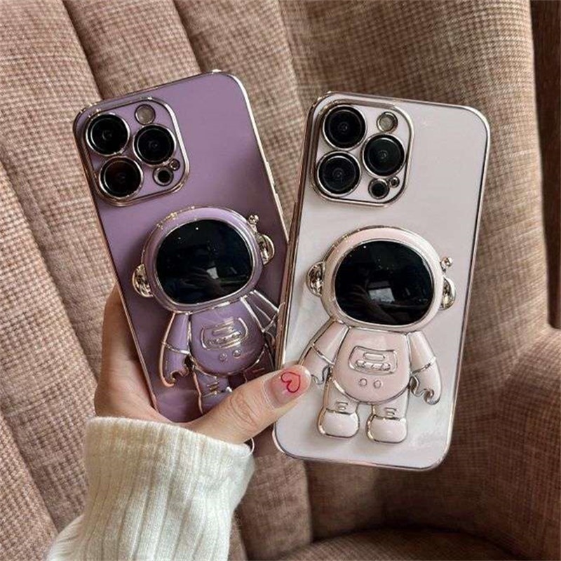 Space Astronaut Folding Stand Phone Case For iPhone 11 11 Pro 11 Pro Max iPhone X XS XR XS Max iPhone 6 6s Plus 7 Plus 8 Plus Soft Silicone Cover