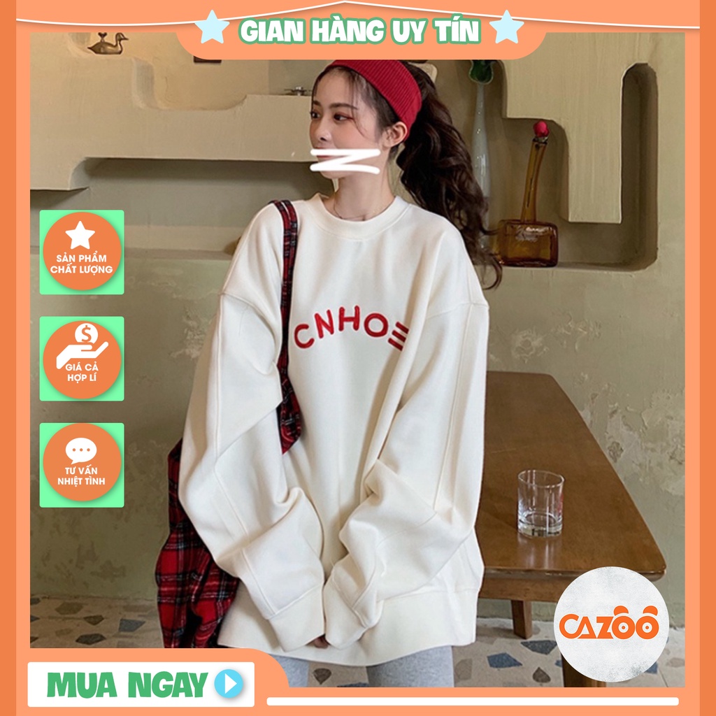 👕👖  Áo Sweater Dáng Rộng In Chữ Phong Cách Hàn Quốc Năng Động CHNOE ⚡