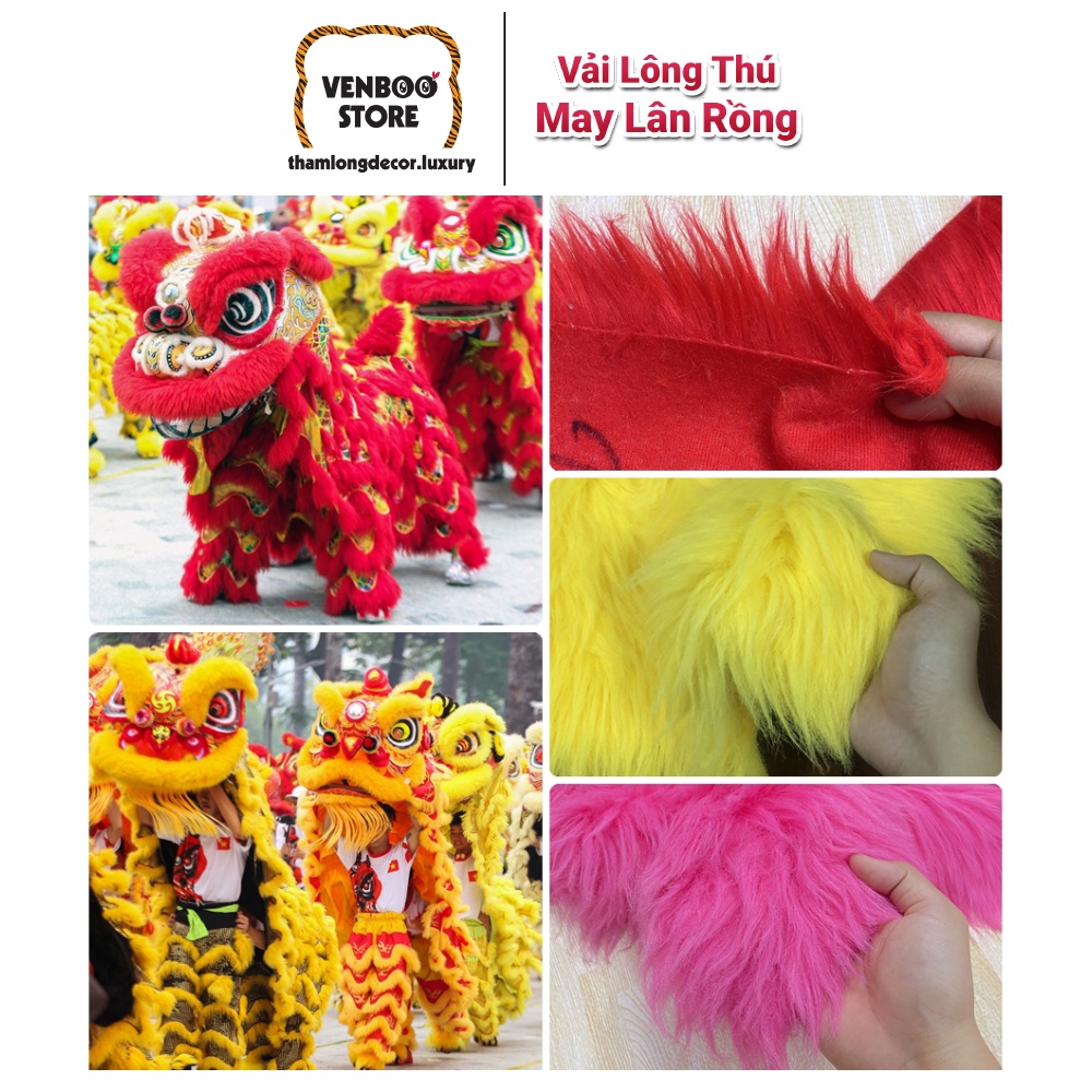 🐉 VẢI LÔNG DÀI MAY QUẦN ÁO LÂN RỒNG | Lông thú dài 7 Phân