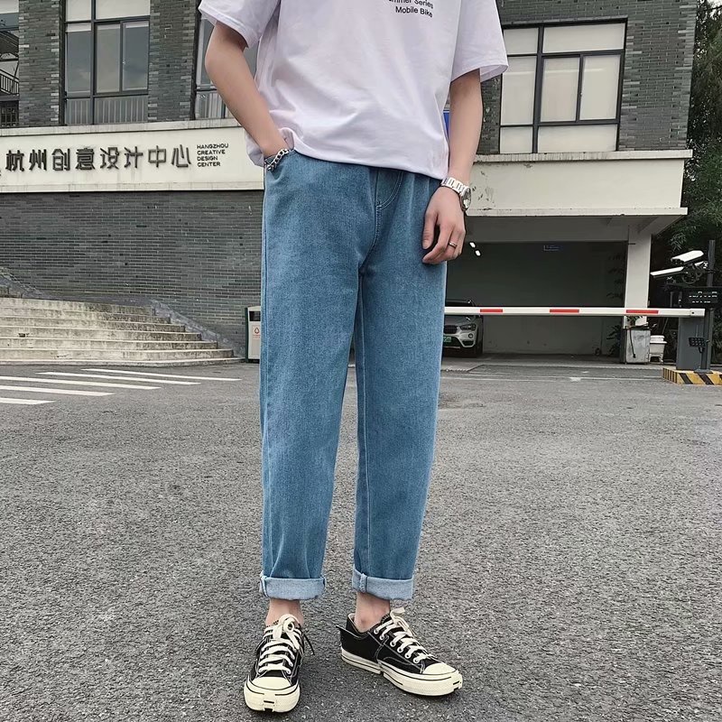 Quần jeans dài lưng cao dáng rộng thiết kế mới cho nam