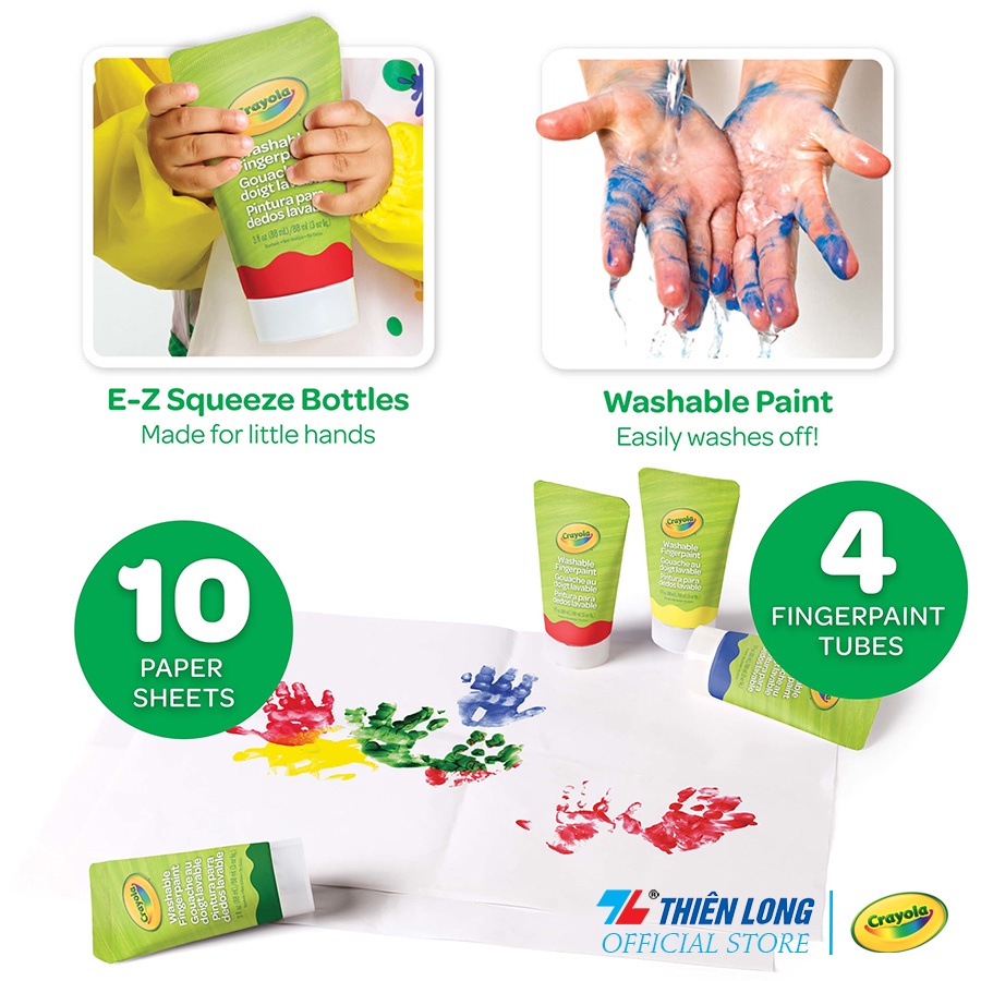 Bộ 4 màu nước cho bé có thể rửa được Crayola Washable Fingerpaint Kit