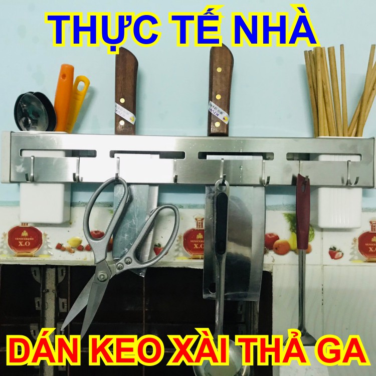 Kệ dao kéo gia dụng nhà bếp tiện ích dán keo là dùng không cần khoan tường kệ vắt dao, đũa