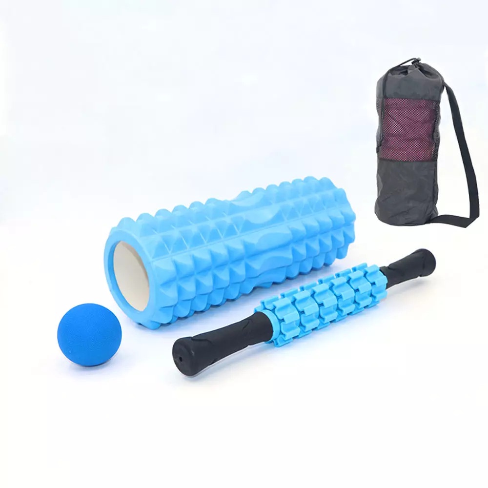 Combo sản phẩm massage cơ bắp - FOAM ROLLER FIRM + ROLLER STICK + BANH MASSAGE