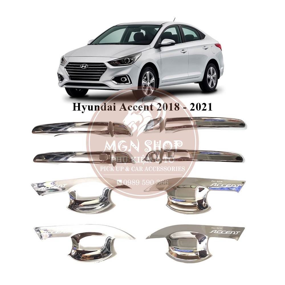 [Ốp tay nắm cửa] [Ốp hõm cửa] [Hyundai Accent 2018 - 2021] [màu bạc]