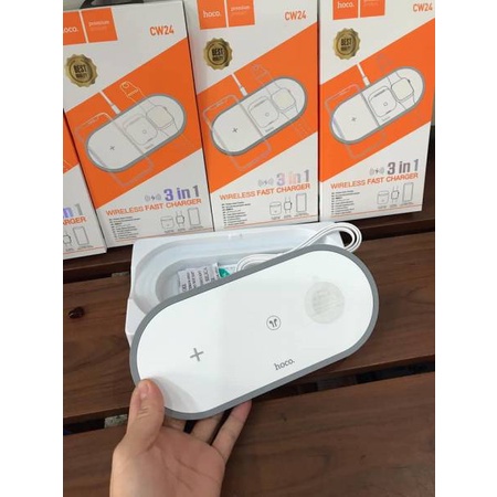 Đế Sạc Không Dây 3 in 1 HOCO CW24 NEW - Bảo hành 12 tháng